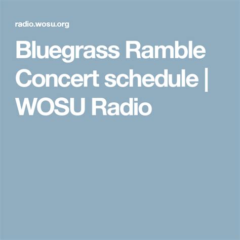bluegrass ramble wosu radio